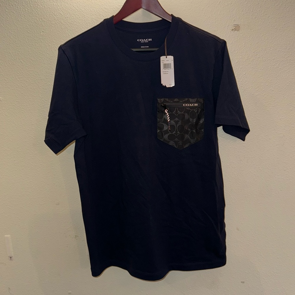 Coach Navy Front Pocket Tee Shirt